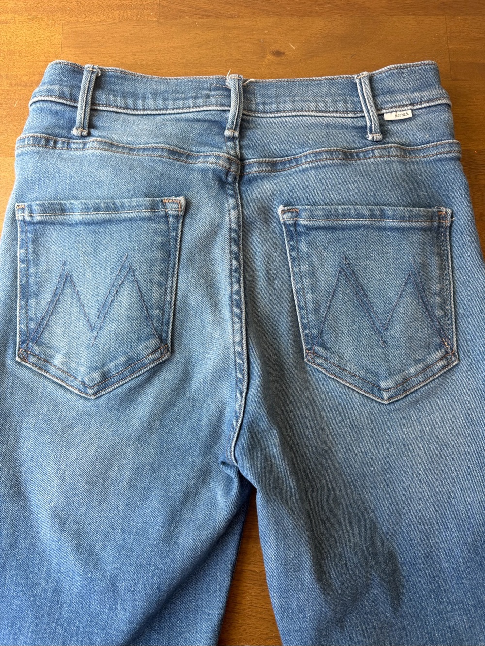 MOTHER Light Blue Ankle Crop Jeans with Frayed Hem - Picture 2 of 10
